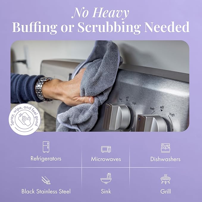 Therapy Stainless Steel Cleaner and Polish 100% USDA Biobased, Fingerprint and Residue Remover, Lavender Essential Oil Scent, Sink Cleaner, Grill Spray-DeskLoop Office