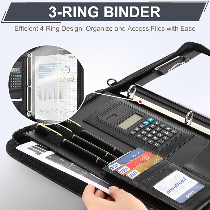 Leathario Portfolio Binder, Includes 10 Sheet Protectors and a Pen, 13 Inch - Image 5