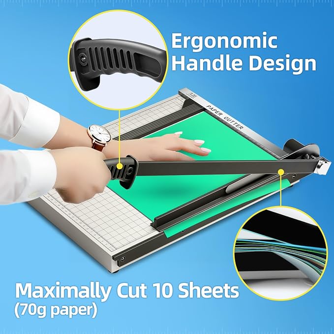 15 inch Guillotine Paper Cutter, LOTHANEK Heavy Duty Metal Base Cutting Machine - Image 4