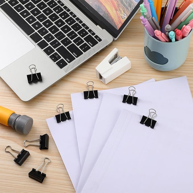 Jetec 800 Pieces 1 Inch Black Binder Clips Bulk Medium Paper Clamps Metal Paper - Image 7