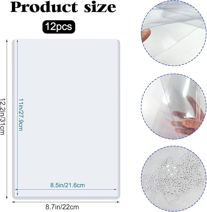 Rainmae 12 Pack 8.5" x 11" Rigid Print Protectors, Paper Sleeves Photo Plastic - Image 2