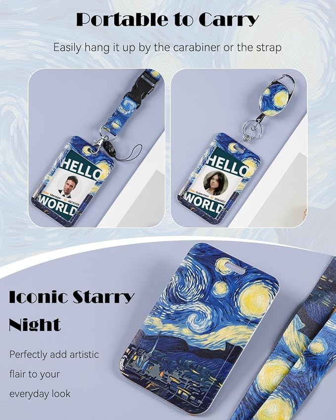 Uniclife Fashionable Sliding Badge Holder Starry Night Plastic Card Holder - Image 6