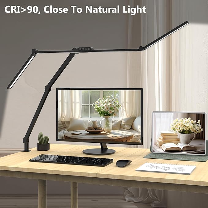 Micomlan 36W Bright Led Desk Lamp with Clamp, 47 Inches Long Architect Desk Lamp Home Office, Dimmable Table Light with Remote Adjustable Monitor Light Bar Tall Office Lighting for Computer Desktop-DeskLoop Office