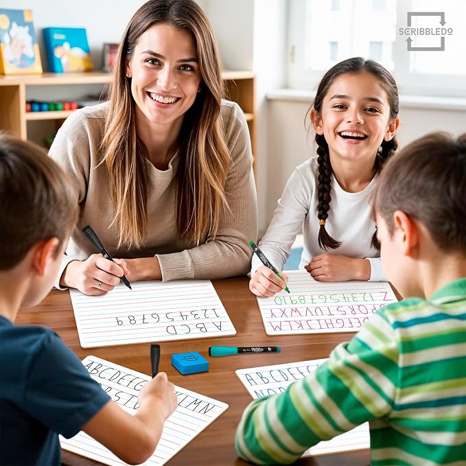 Scribbledo 5 Pack Lined Dry Erase Boards, Double Sided White Board - Image 8