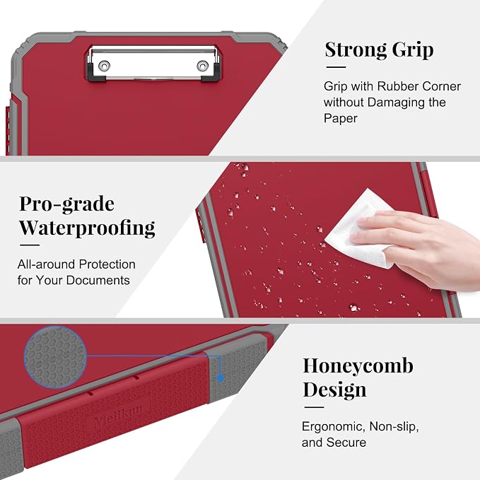 Meiikun Clipboard with Storage, Rugged Shockproof Protective, Internal Pen - Image 6