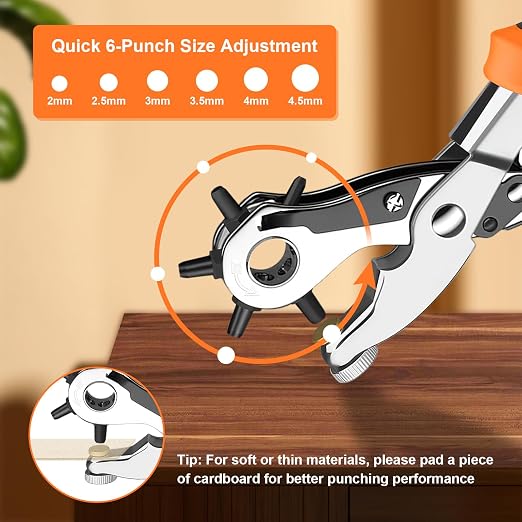 Heavy Duty Revolving Punch Plier Kit, Diyife Leather Hole Punch Set - Image 2
