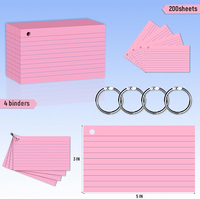 200 Count 3 x 5 Inch Pink Index Cards - Image 2