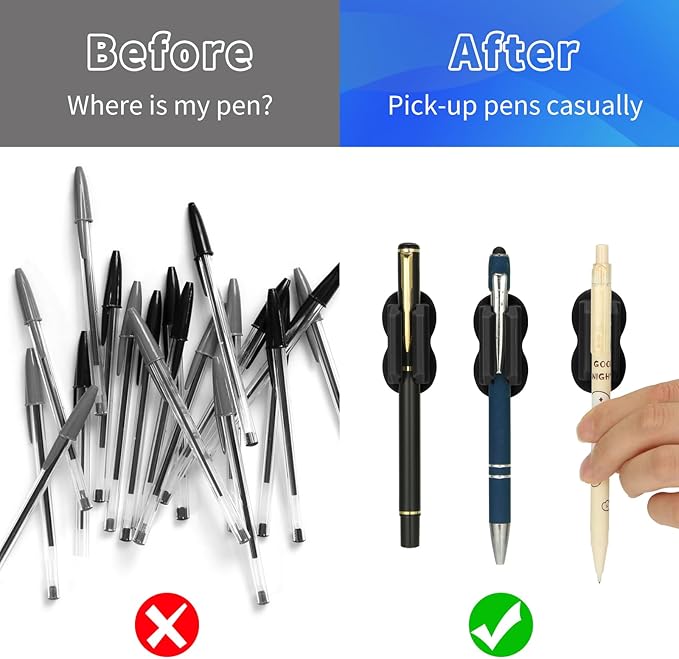 Adhesive Pen Pencil Holder for Desk Wall, 12PCS Marker Holder for Whiteboard Silicone Pen Holder for Clipboard Office Essentials Teacher Supplies (12PCS Black)-DeskLoop Office