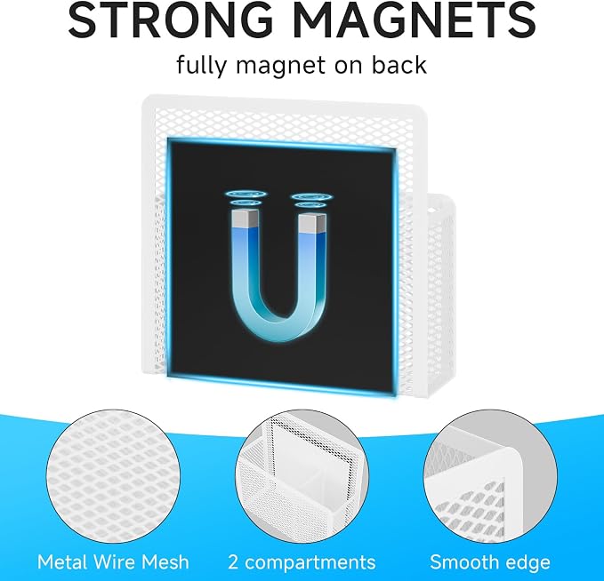 Marbrasse Magnetic Dry Erase Marker Holder, Mesh Pen Holder - Image 2