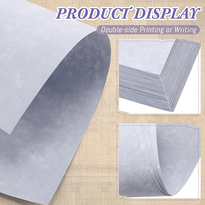 Epakh 200 Pcs Old Age Parchment Paper 8.5 x 11 Inch Standard Letter Vintage Colored Old Parchment Semblance Double Side Printing Paper (Light Purple)-DeskLoop Office
