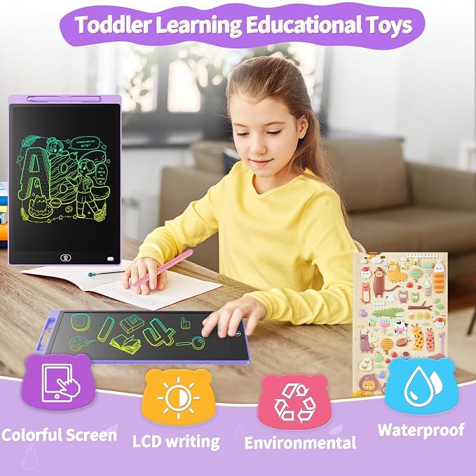 Genialba LCD Writing Tablet 12-Inch Colorful Doodle Board, Toddler Learning - Image 3
