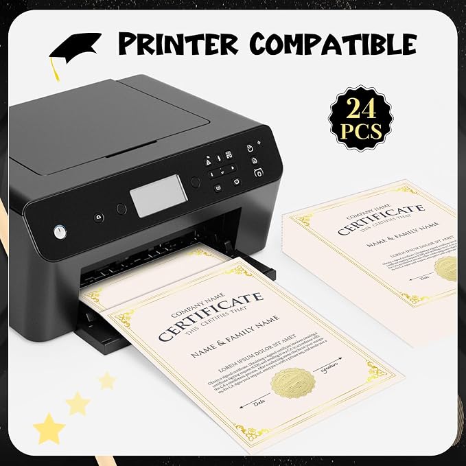 WSICSE 72 Pcs Certificate Kit, Includes 24 Pcs Black Certificate Holders & 24 - Image 3