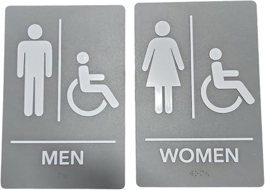 USA Made - Men's and Women's Restroom Signs ADA-Compliant Bathroom Door Signs by RockRidge