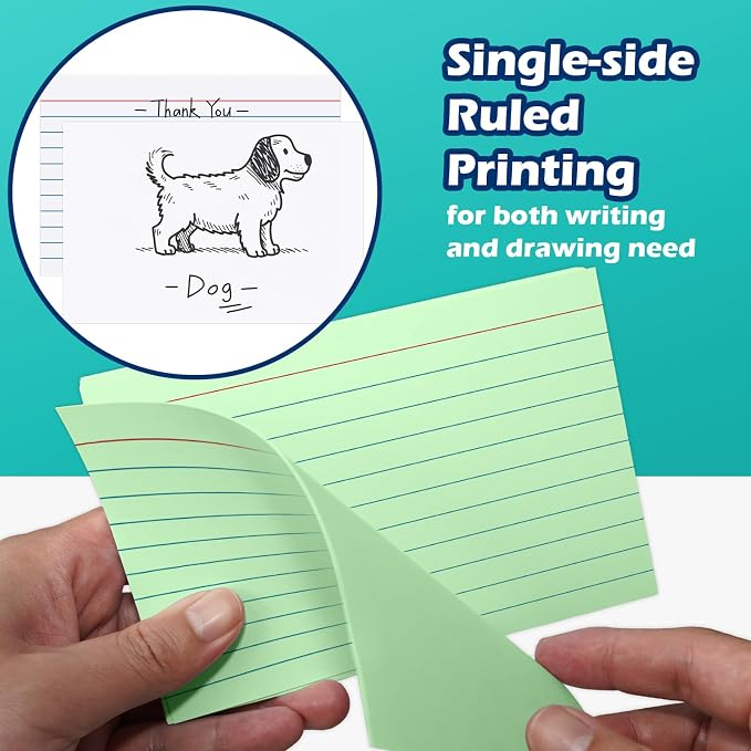 Green Index Cards 4x6 Lined Ruled Flash Note Cards 100 Count, 220 GSM Heavy - Image 3