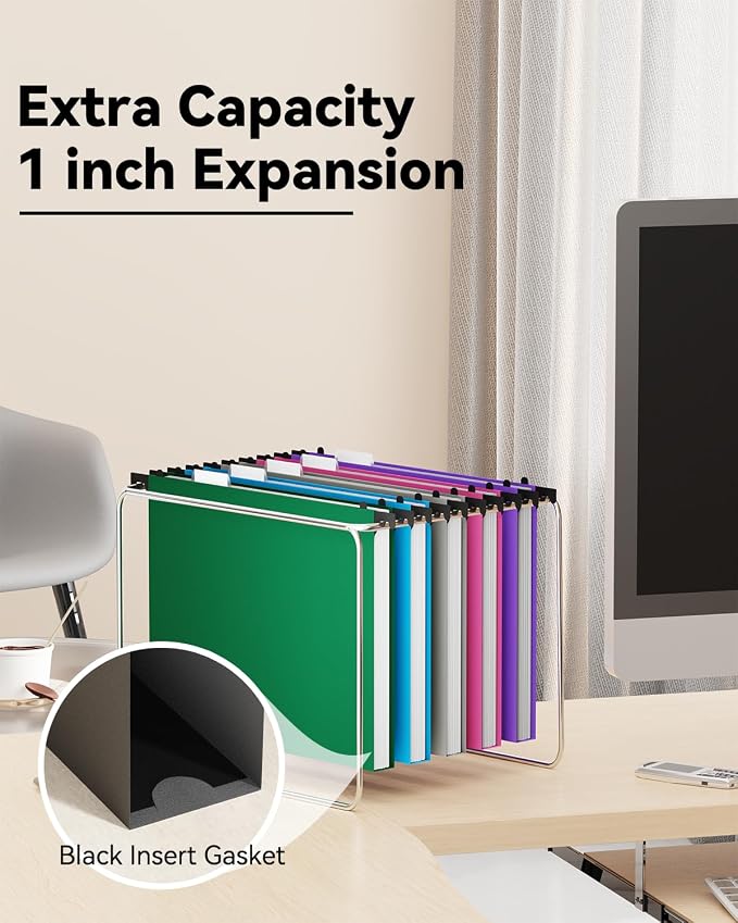 Ansook Letter Size Hanging File Folders, 12 Pack Extra Capacity File Folders - Image 6