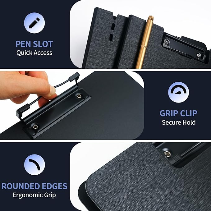 Clipboard Folder, with Dual Metal Clips, Embossed-Texture, Folding 360° Rotating - Image 5