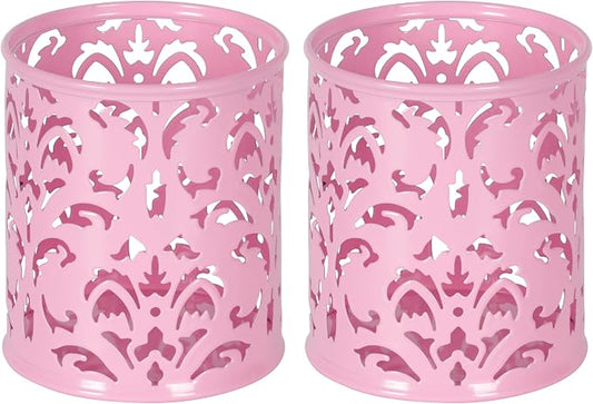 EasyPAG Pink Pen Holder for Desk, 2 Pack Round Pen Organizer, Brush Holder for by EasyPAG