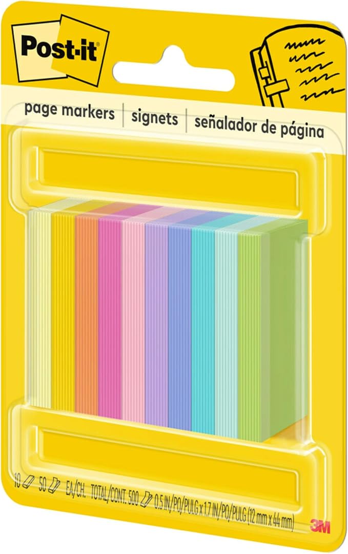 Post-it Page Markers, 1/2 in x 2 in, 50 Markers/Pad, 10 Pads/Pack - Image 2
