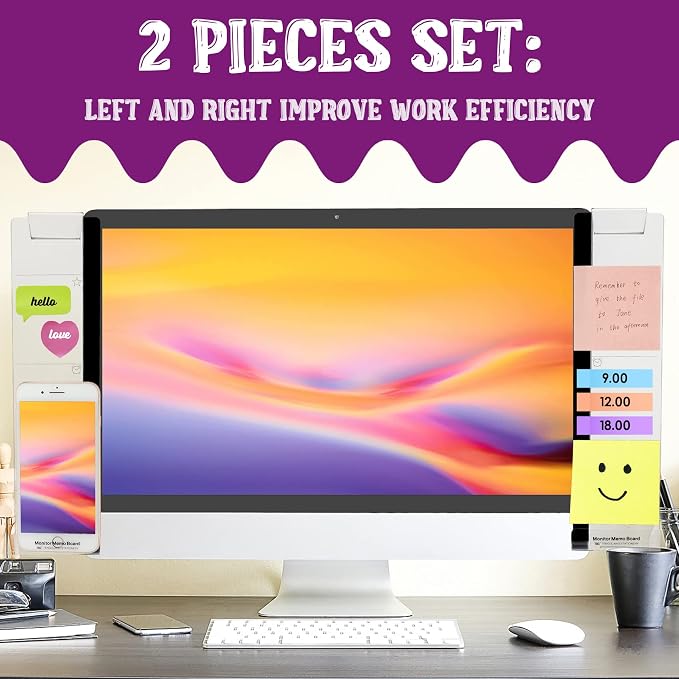 Office Desk Accessories 2pcs Computer Monitor Memo Board Multifunction Message - Image 2