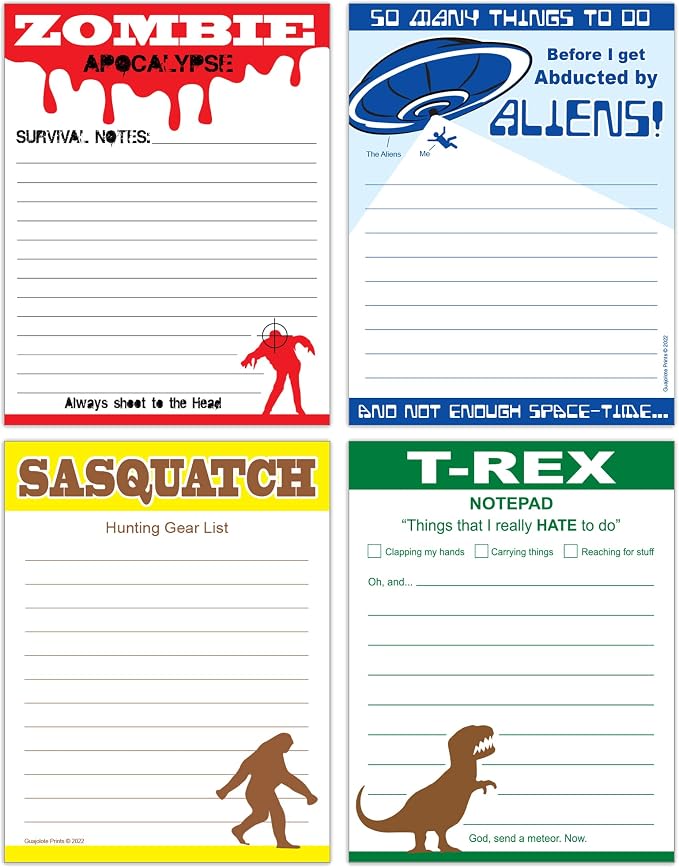 Funny Notepads 4 X 5.25 inch, Humorous Office Gift by Guajolote+Prints