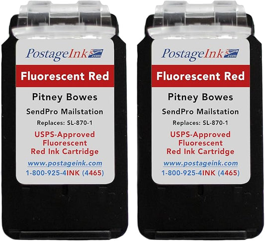 SL-870-1 Red Ink Cartridge for PB SendPro Mailstation (CSD1) Postage Meters (2-Pack)-DeskLoop Office
