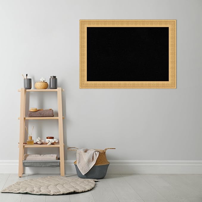 Amanti Art Black Cork Board for Wall, 30x42 Vision Board with Gold Wood Frame, Large Corkboard Office Decor for Home Organization, Traditional Corkboard Pinboard to display items for home organization-DeskLoop Office