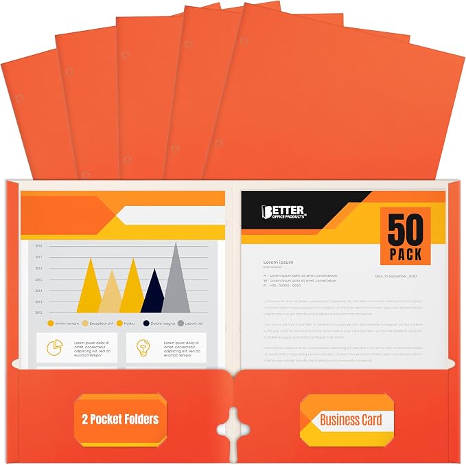 Better Office Products Two Pocket Portfolio Folders, Letter Size Paper Folders by BetterOfficeProducts
