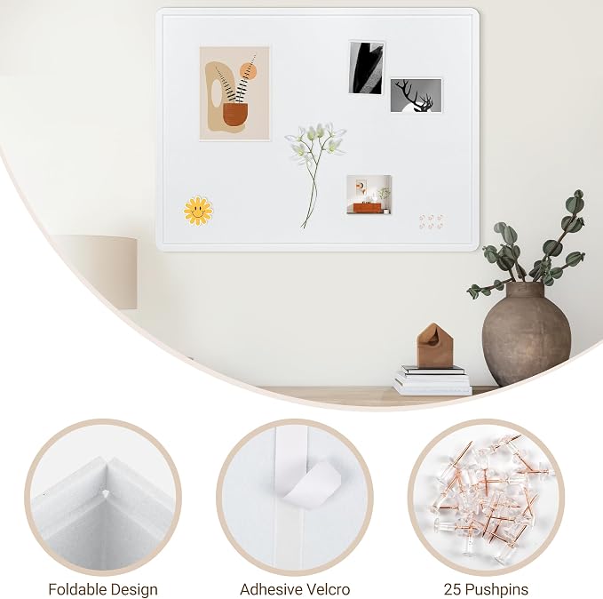 AKTOP White Cork Bulletin Board 60" x 36", Large Foldable Felt Notice Pin Board - Image 6
