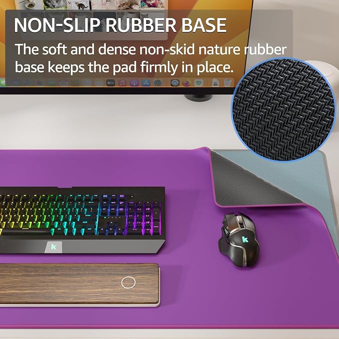 KTRIO Large Gaming Mouse Pad, Desk Mat, 31.5 x 15.7 in, Violet Purple, XXL | - Image 3