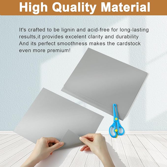 Silunkia 120 Sheets Shimmer Silver Cardstock 8.5 x 11 Craft Paper, 250gsm/92lb - Image 4