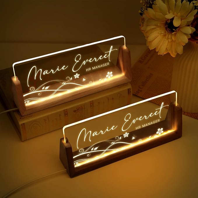 Custom Name Plate for Desk, Personalized Light Up Acrylic Desk Name Plate - Image 5