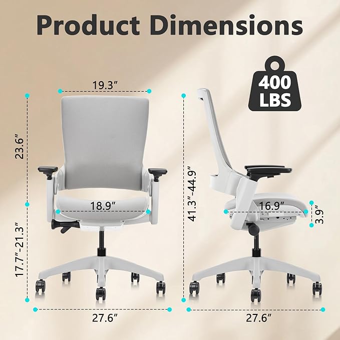 CLATINA Office Chair Swivel Executive Chair, Adjustable Ergonomic Computer Chair with 3D Armrest and Lumbar Support, Fabric Backrest Task Chair for Home Office Conference Room-DeskLoop Office