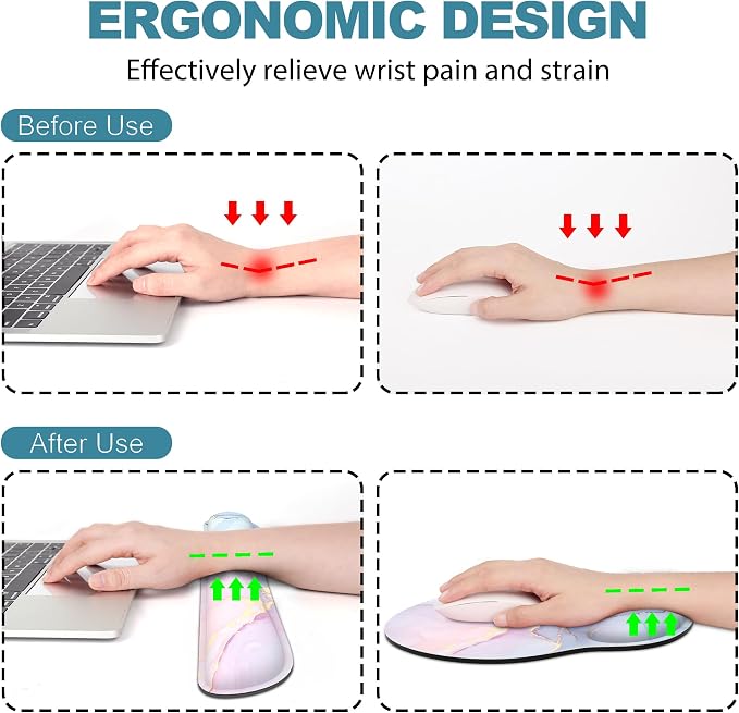 Ergonomic Mouse Pad with Wrist Rest and Keyboard Wrist Rest, Mousepad and Wrist - Image 2