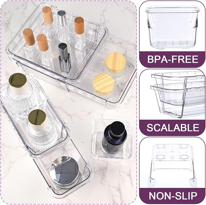 25 Pcs Clear Drawer Organizer, Adjustable Drawer Storage Box, 3-Size Desk - Image 3