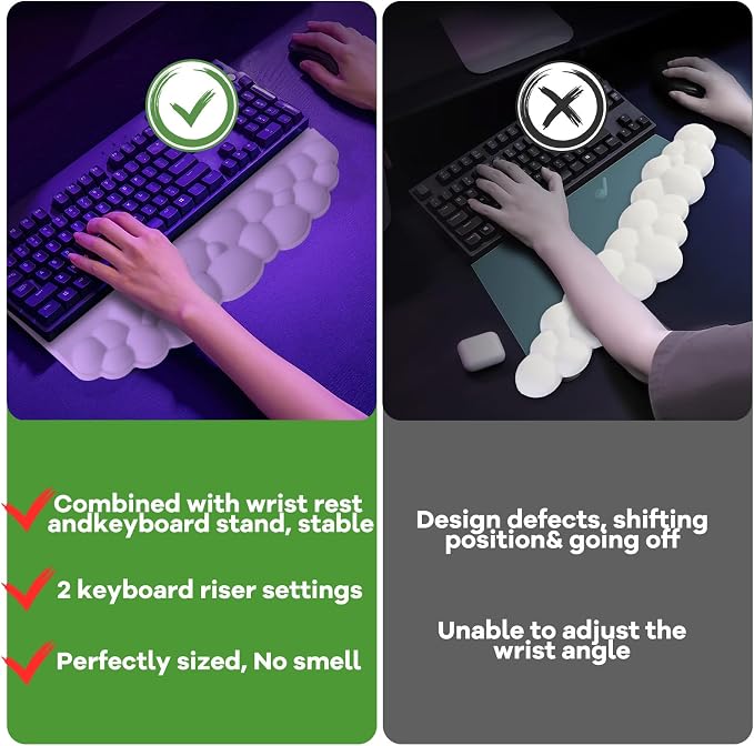 Ergonomic Wrist Rest for Keyboard and Mouse, Soft Memory Foam Cloud Keyboard - Image 6