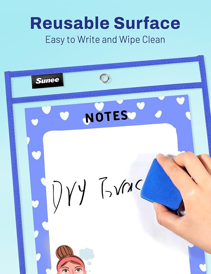 SUNEE 30 Packs Oversized Reusable Dry Erase Pocket Sleeves - Image 3