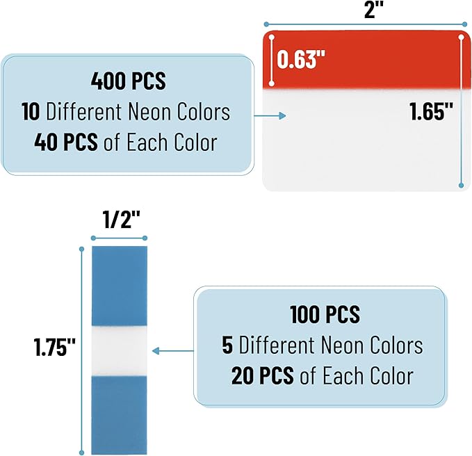Mr. Pen- Sticky Index Tabs, 500 Pcs, 21 Sets, Colorful Sticky Tabs for Notebooks, Page Markers, Page Tabs for Binders, Page Tabs Sticky Tabs for Books, Notebook Tabs, Book Sticky Tabs for Notebooks-DeskLoop Office