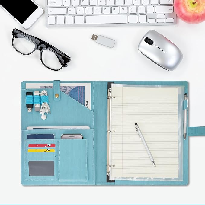 Wonderpool A4 PU Leather Portfolio Holder Ring File Document Case - Image 4