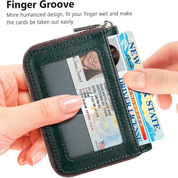 FurArt Zipper Wallet Women, RFID Blocking Credit Card Wallet, Business Card - Image 2