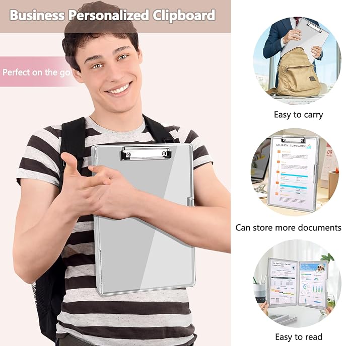 SFLHHDM Clipboard with Storage, Heavy Duty Clip Boards 8.5x11 with 2 Storage - Image 8