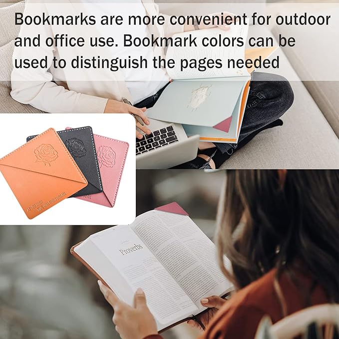Leather Square Bookmarks - 3 Pieces Retro Flower Print Book Markers Clip Set for Teachers Students Book Reading Lovers, for School Office Home Supplies, Wayzton Corner Page Book Marks