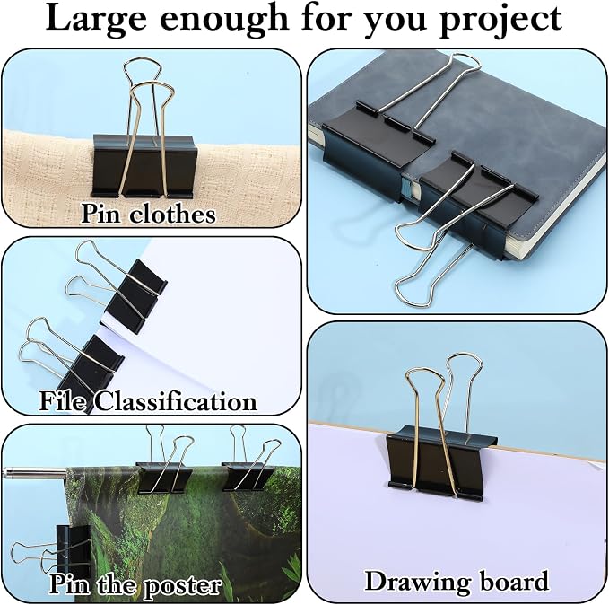 24 Pack 3 Inch Binder Clips Extra Large- Heavy Duty Large Binder Clips Jumbo - Image 3