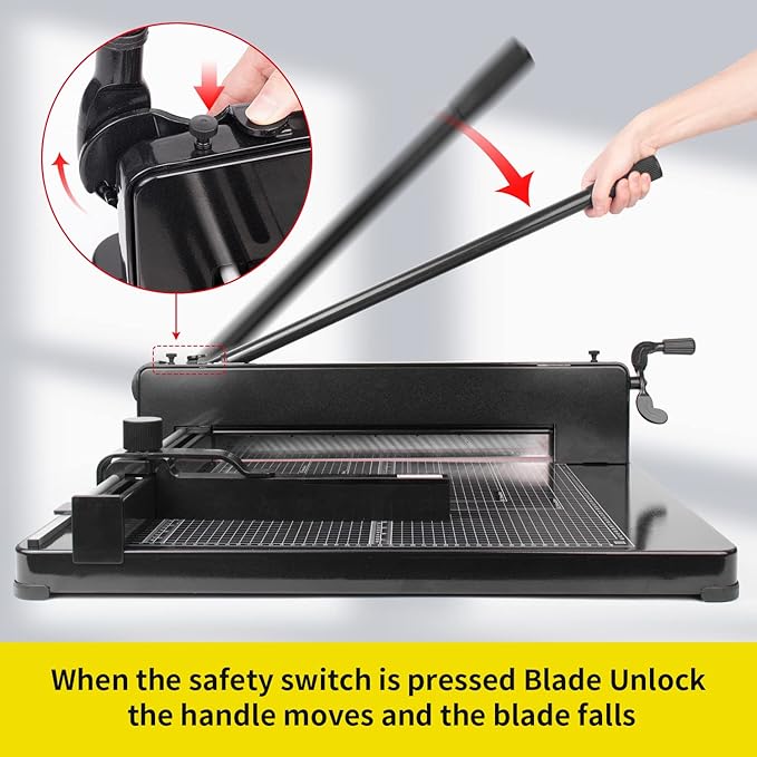 A3 Heavy Duty Paper Cutter, 17"Guillotine Paper Cutter, High-Speed Steel Blade 1.57" Stack Cutting-DeskLoop Office