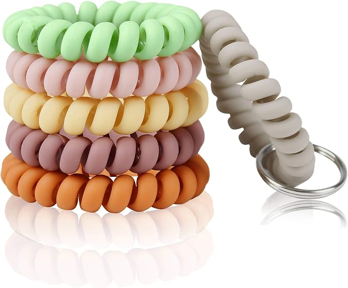 BIHRTC Stretchy Wristlet Keychain Bracelet, Spiral Coil Spring Key Ring by HOME