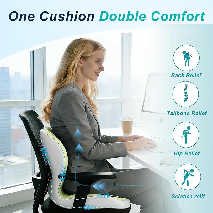 Seat Cushion for Office Chair and Car, Lumbar Support Pillow for Office Chair - Image 4