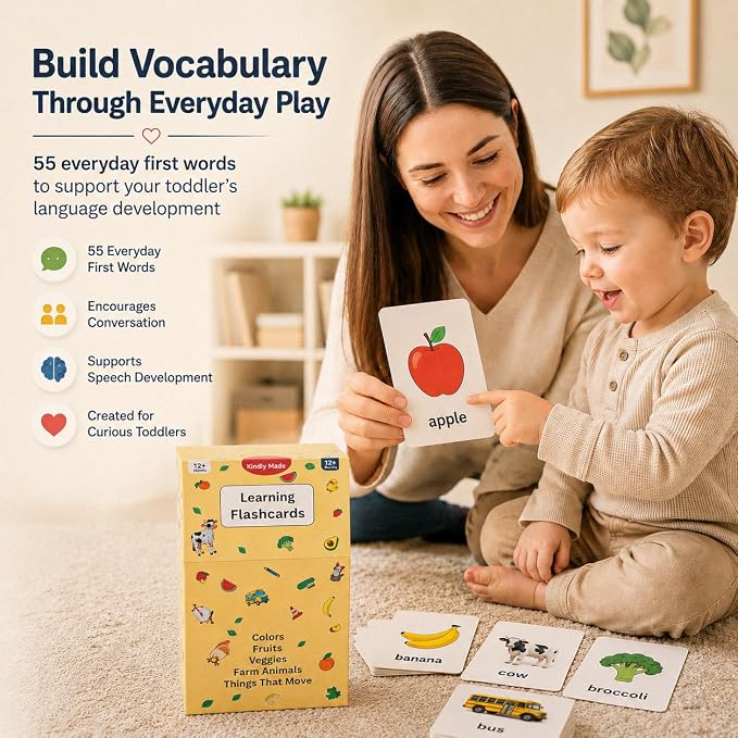 Flash Cards for Toddlers 1–3 – 55 Thick & Durable Learning Flashcards, First - Image 5