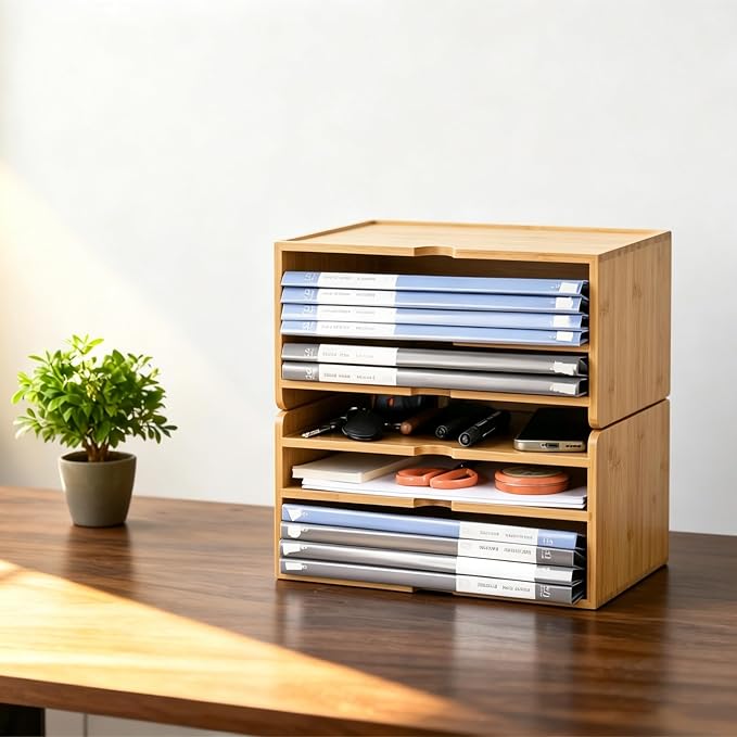 Desk Organizer, Bamboo A4 Paper Organizer - Image 5