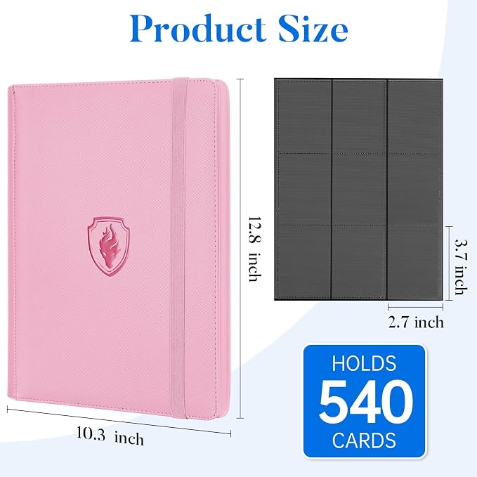Premium 9 Pocket Card Binder for 540 Cards, Fabmaker PU Cover Trading Card - Image 6