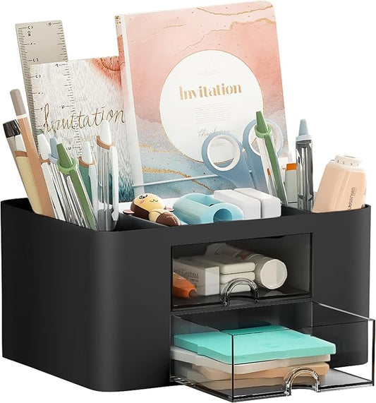 Marbrasse Pen Organizer with 2 Drawer, Desk Organizers and Accessories with 5 by Marbrasse