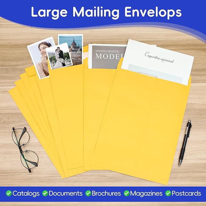 25 Pack 9 x 12 Catalog Mailing Envelopes, Self-Seal Brown Manilla Envelopes | - Image 7